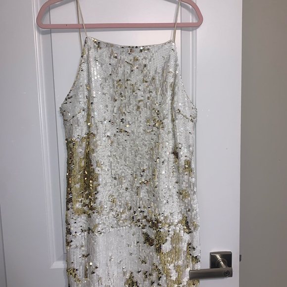 White and gold sequin mini dress - Picture 2 of 5